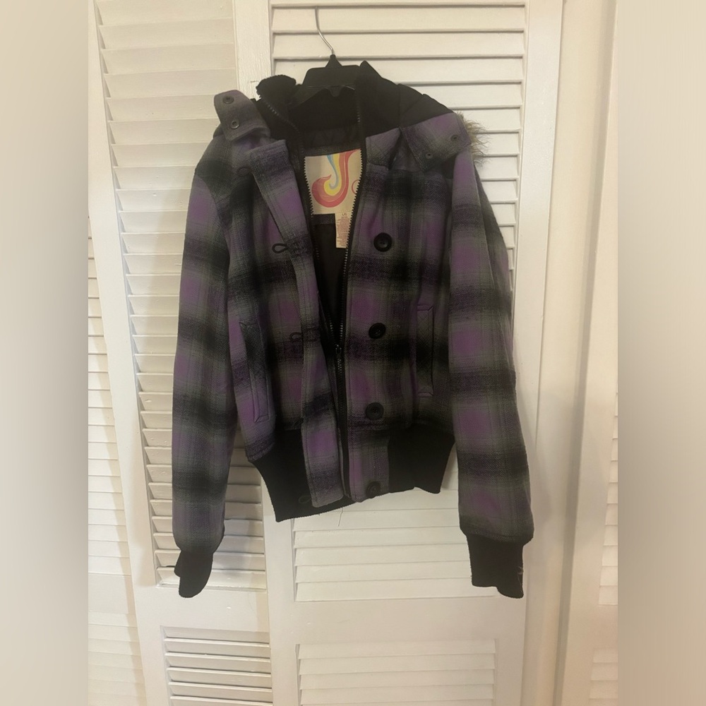 Ocean Pacific purple plaid winter jacket.
